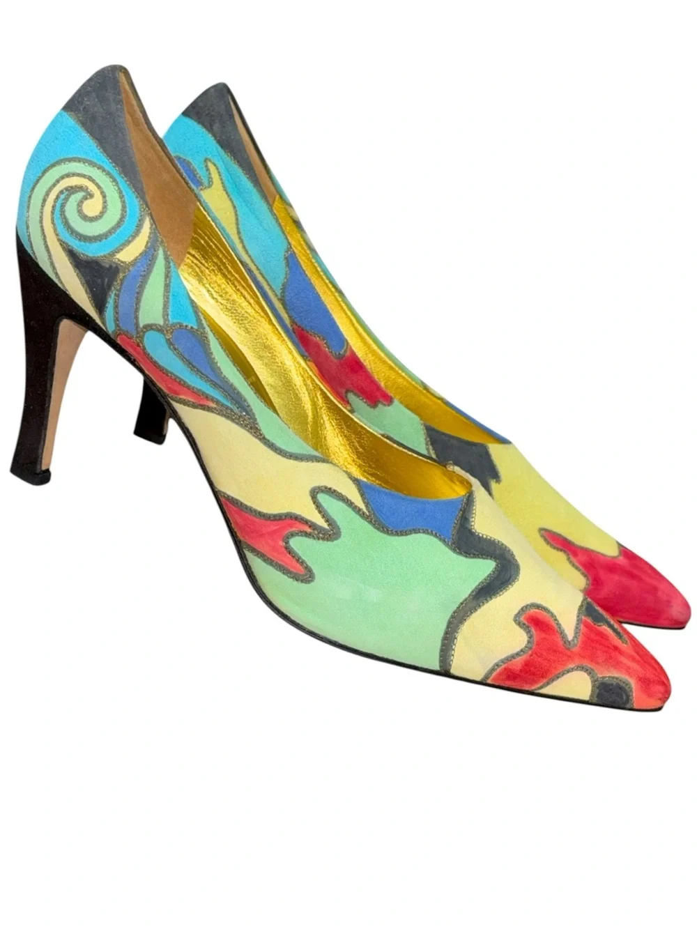 Via Spiga Vintage Italy Hand Painted Suede Pointed Toe Stiletto Pumps 9.5B